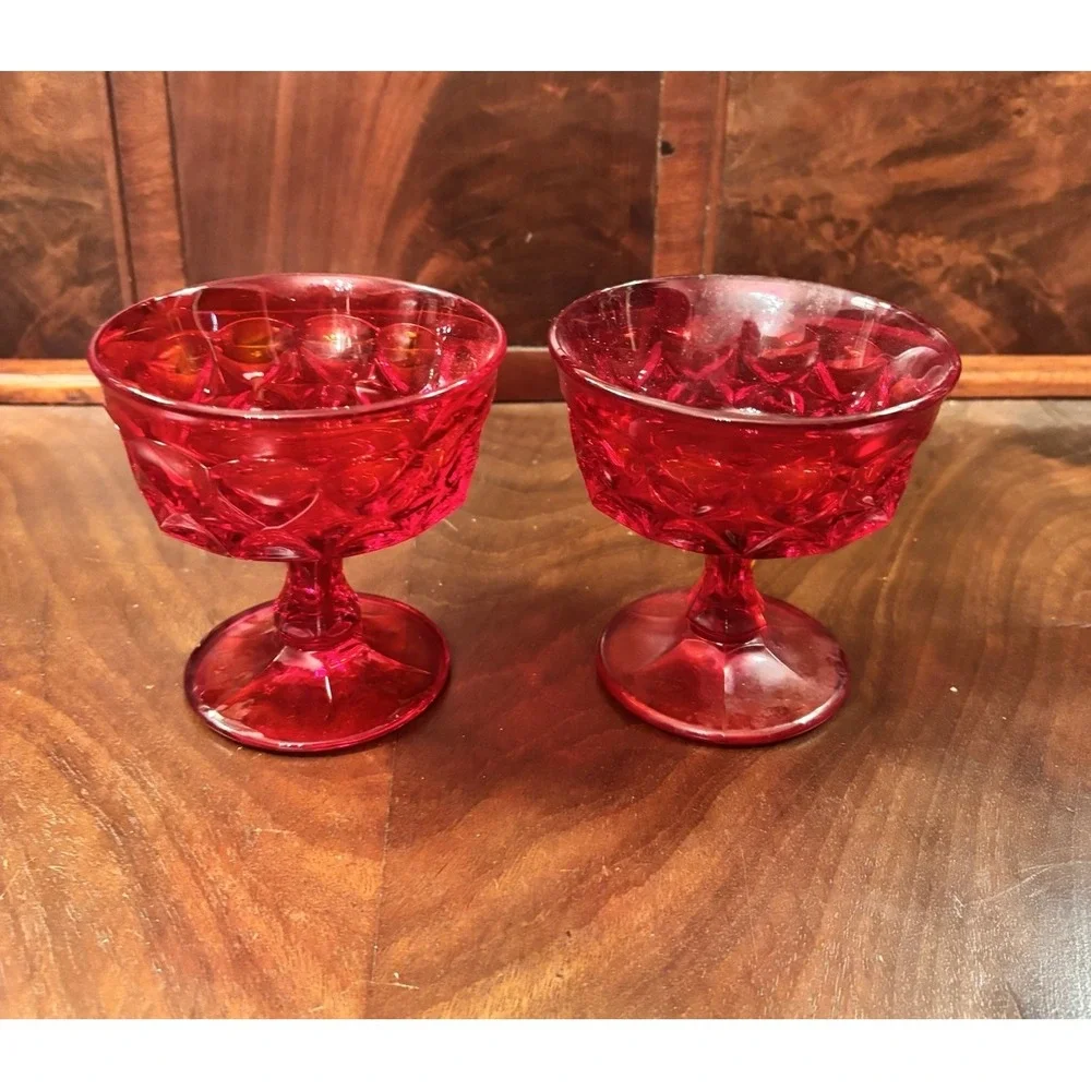 Noritake Ruby Red Perspective‎ Dessert Sherbet Glasses Set of 2 Vintage